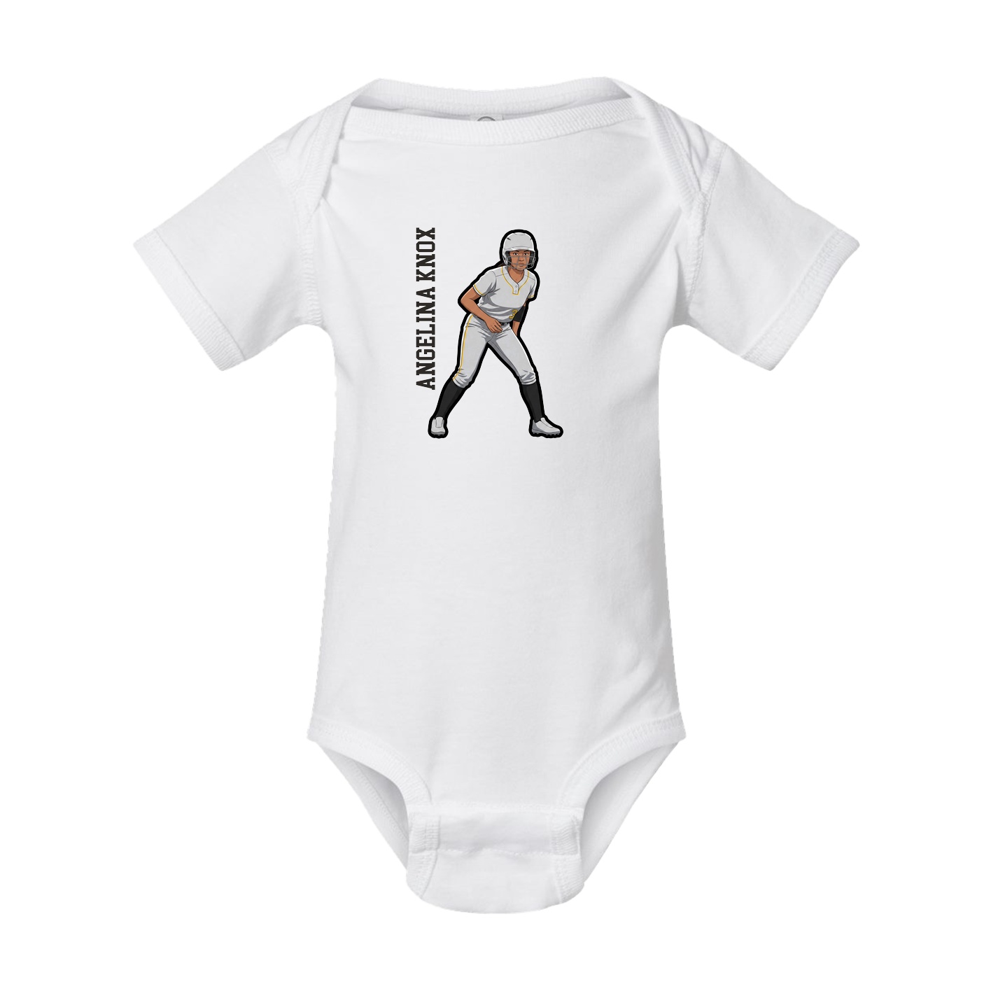 Baby Onesie — Name Vertical in White