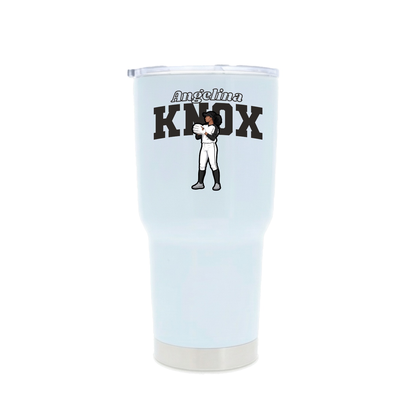 30oz Stainless Steel Tumbler — Name Arch in White