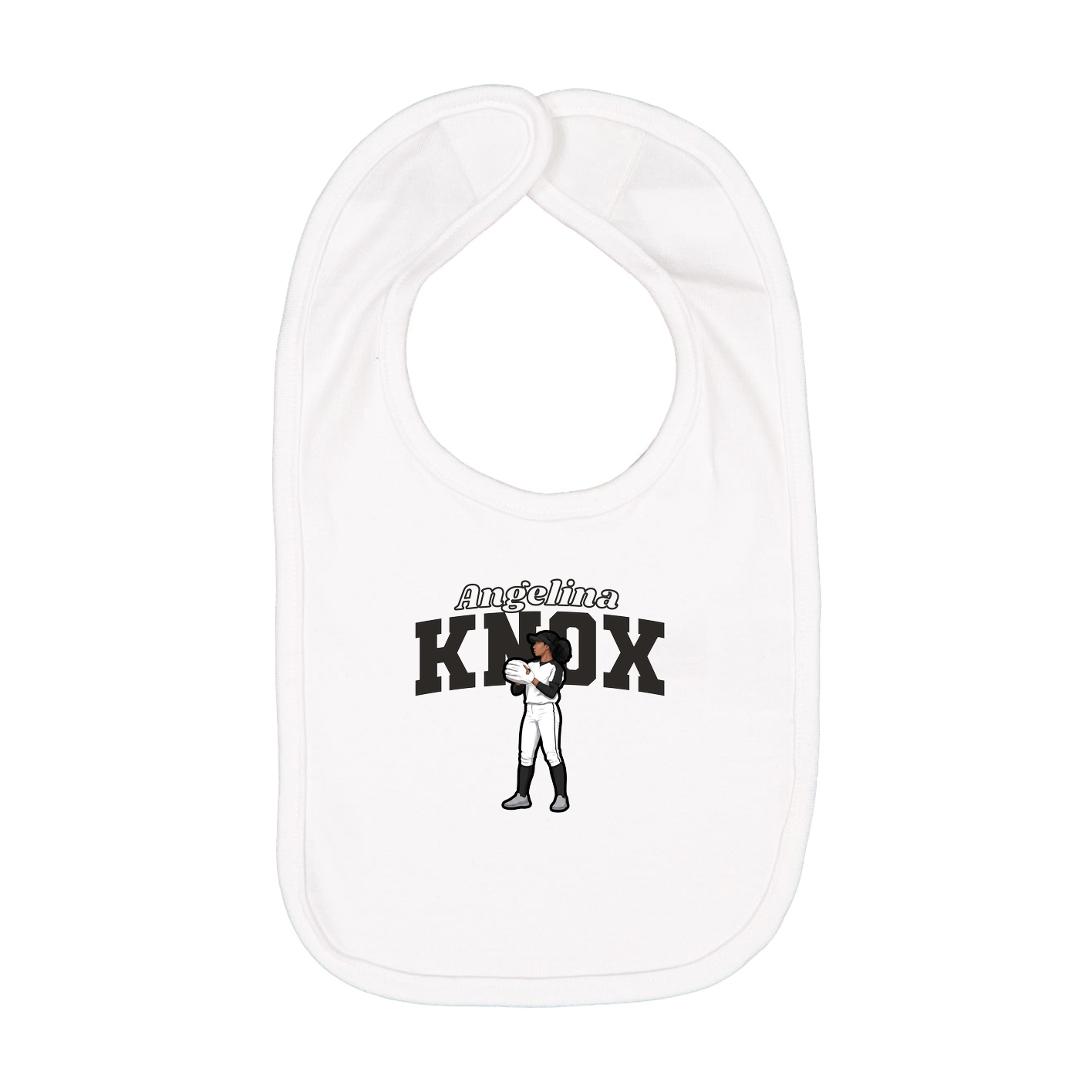 Infant Bib — Name Arch in White