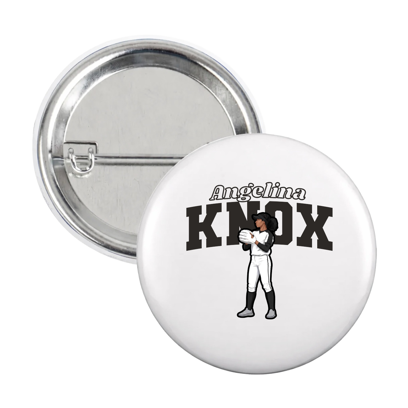 Game Day Button — Name Arch in White