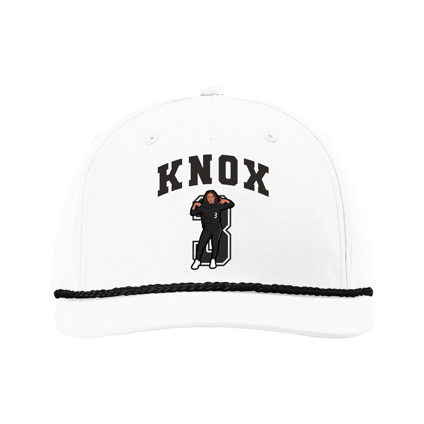 Five-Panel Classic Rope Cap — Number in White