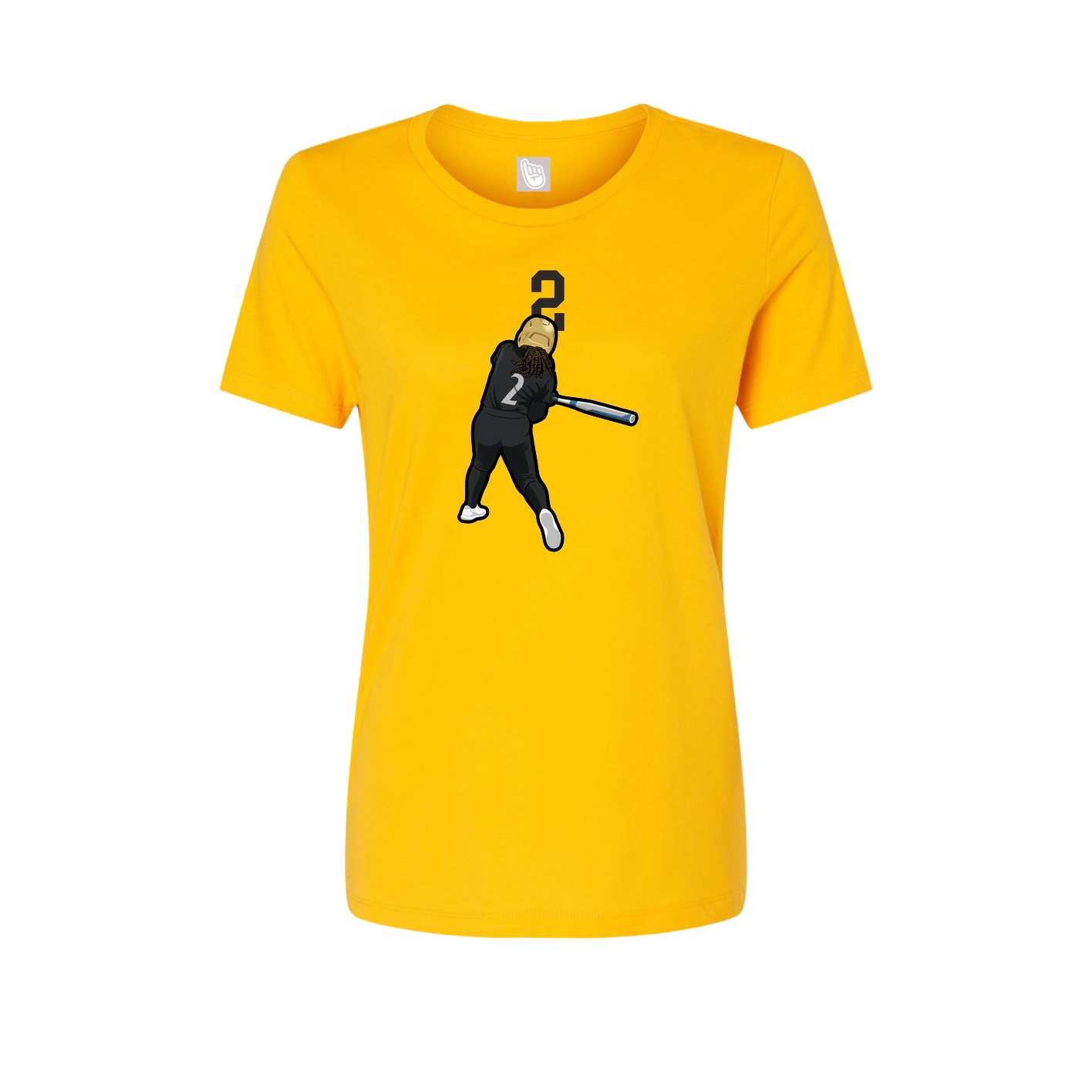 Fitted Women's Tee — Number Top in Gold