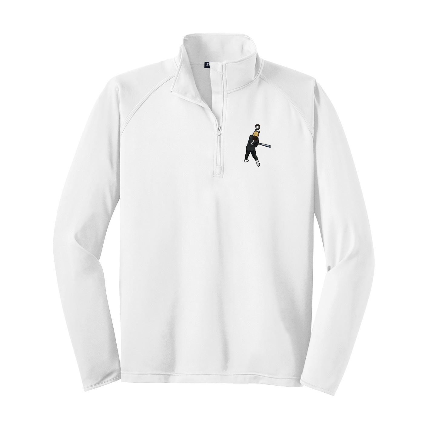 Q-Zip Pullover — Number Top in White
