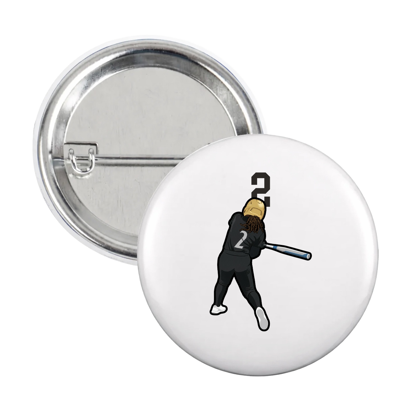Game Day Button — Number Top in White