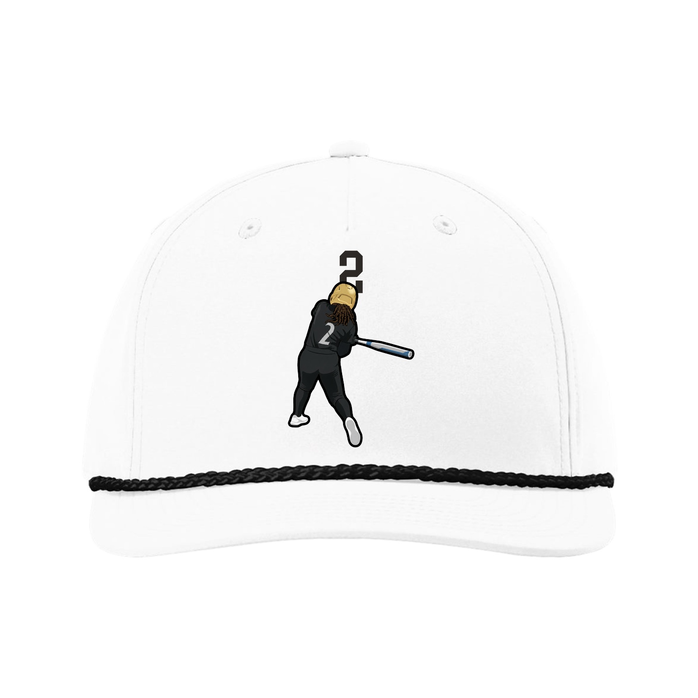 Five-Panel Classic Rope Cap — Number Top in White