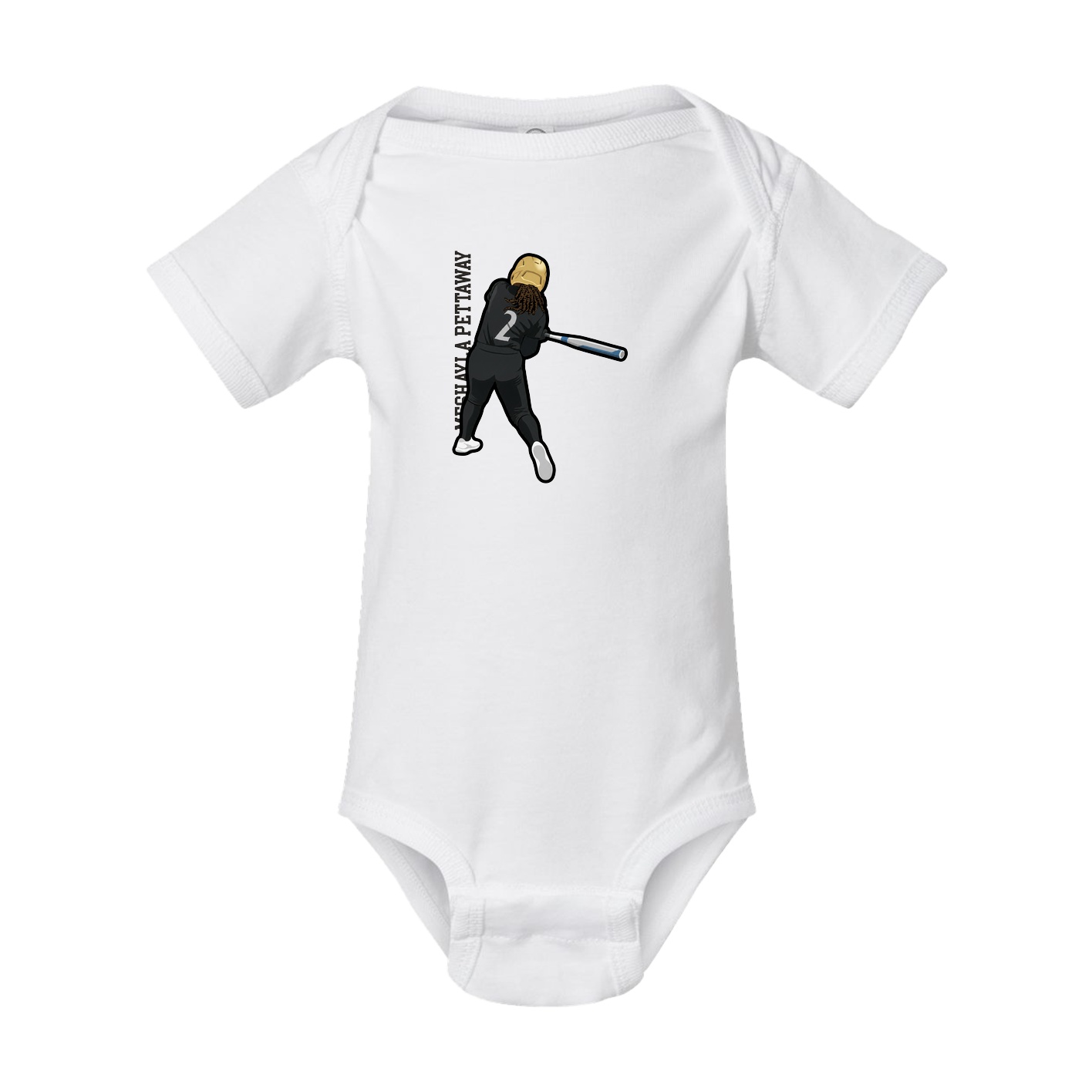 Baby Onesie — Name Vertical in White