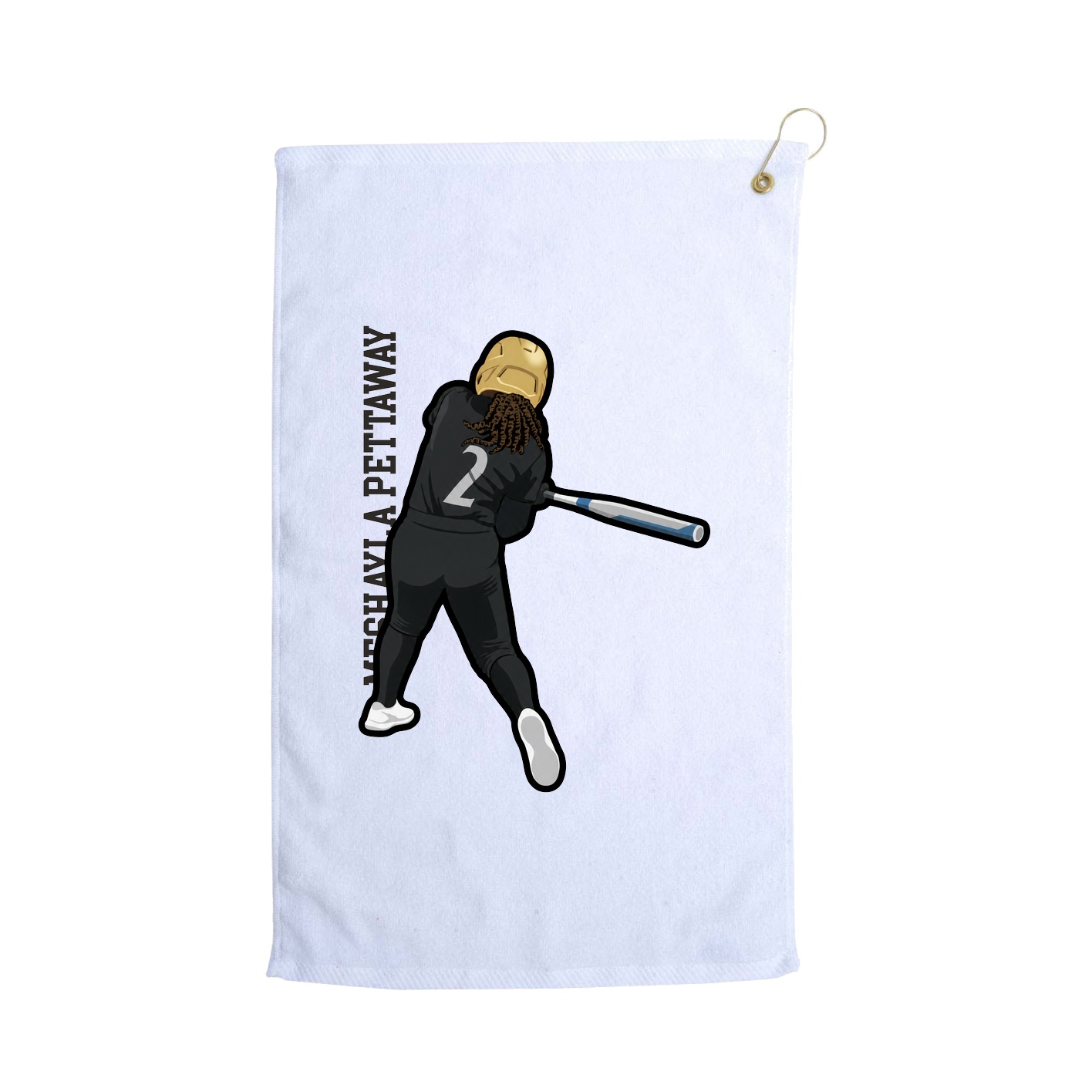 Golf Towel — Name Vertical in White