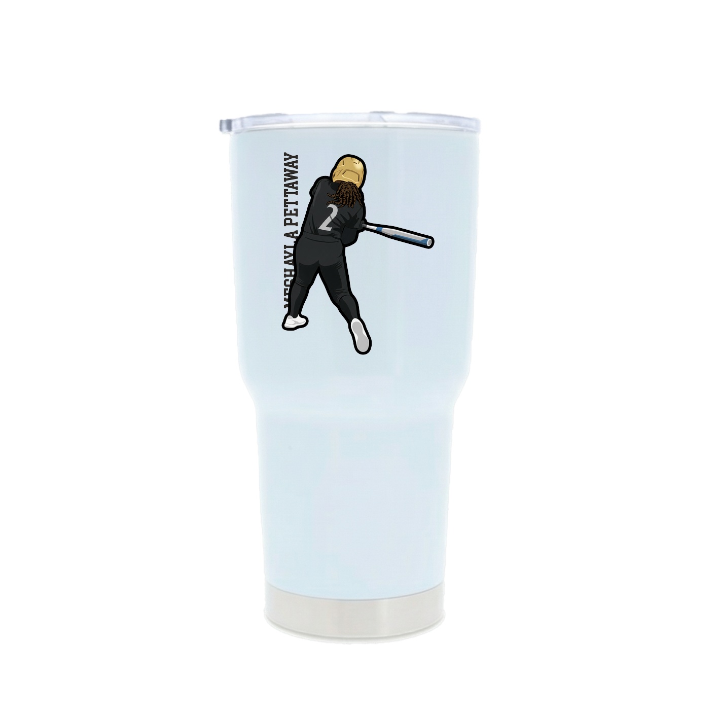 30oz Stainless Steel Tumbler — Name Vertical in White