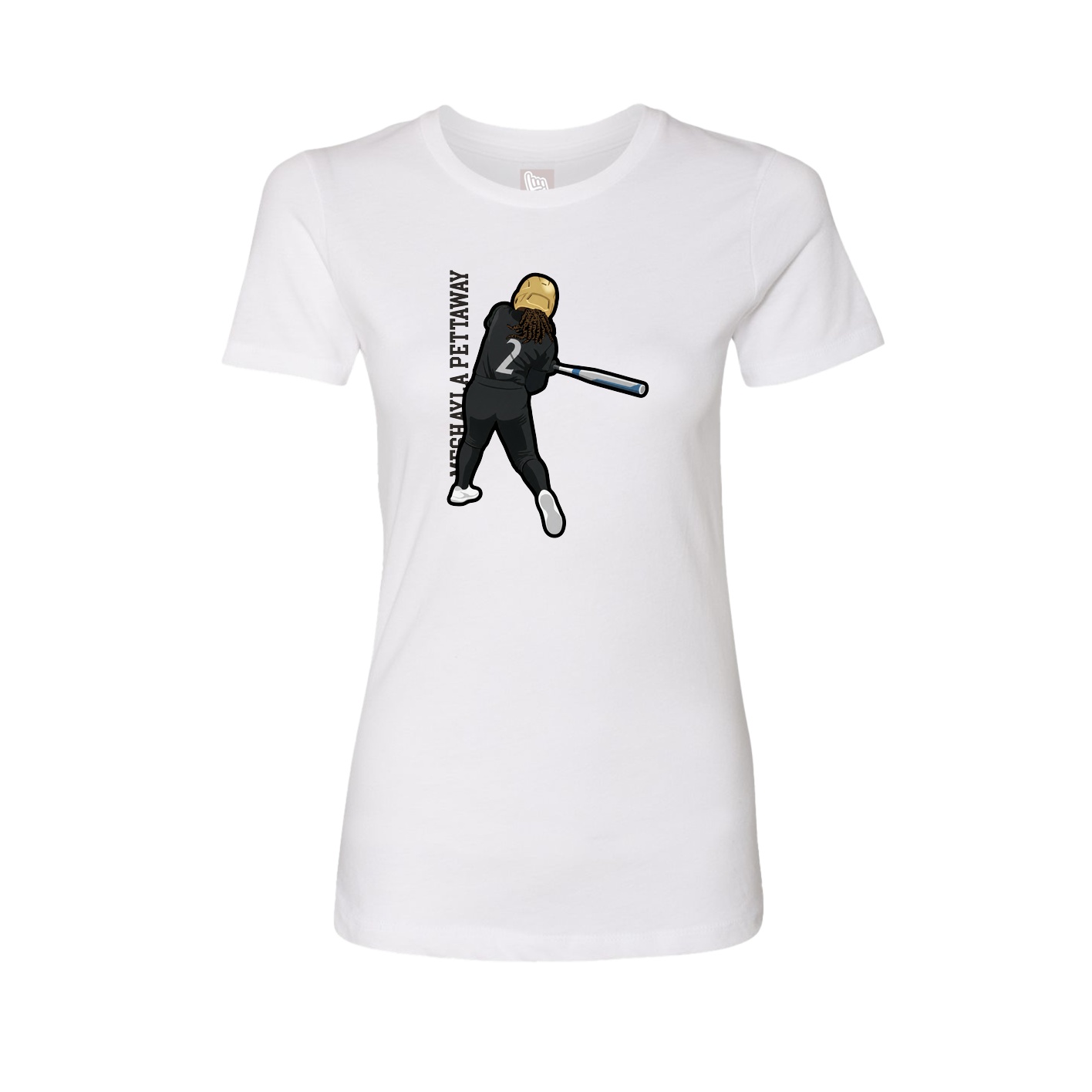 Fitted Women's Tee — Name Vertical in White