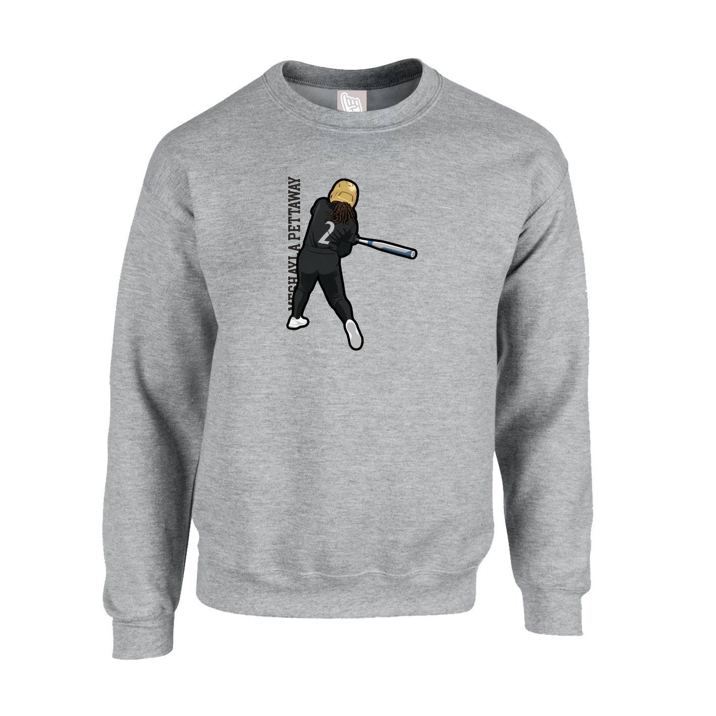 Fleece Crew — Name Vertical in Grey