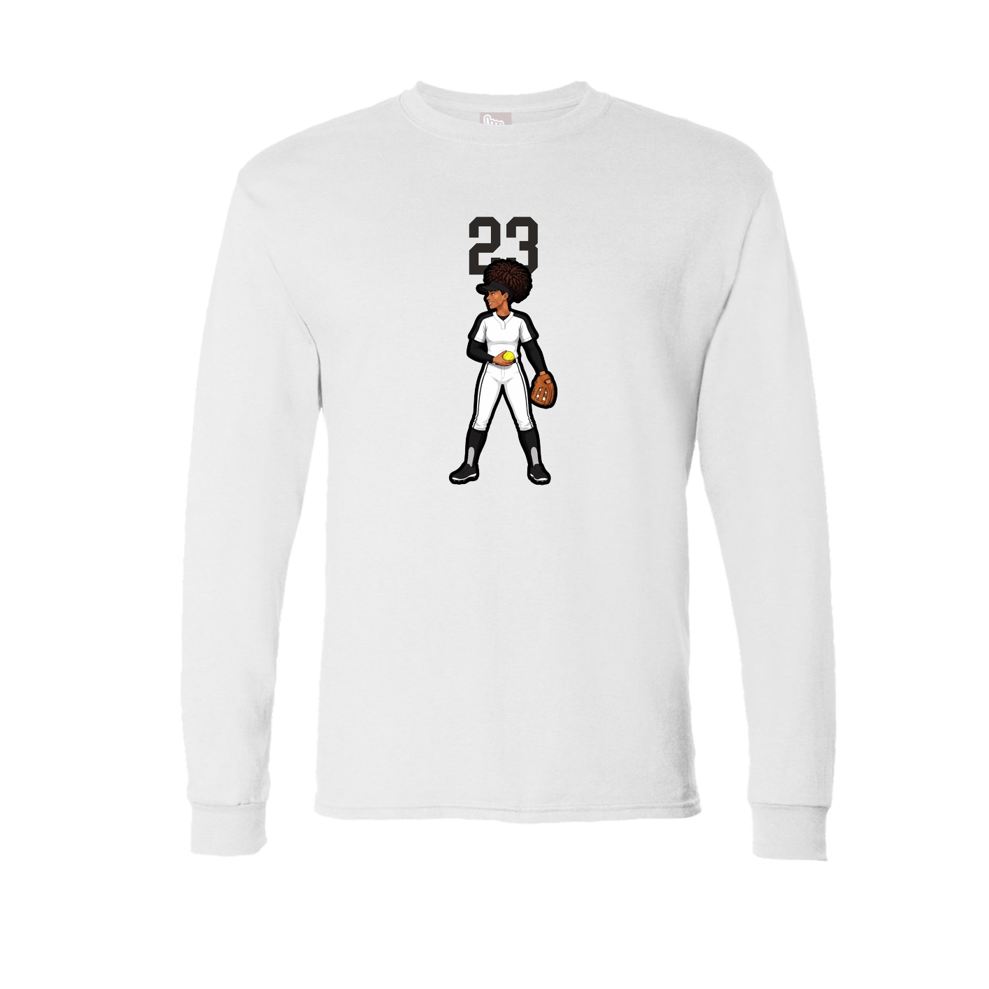 Long Sleeve Tee — Number Top in White