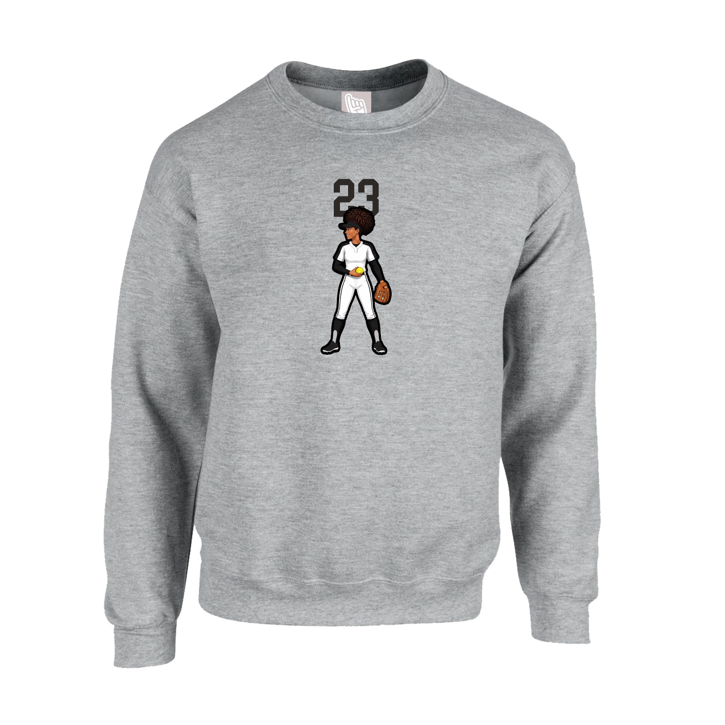 Fleece Crew — Number Top in Grey