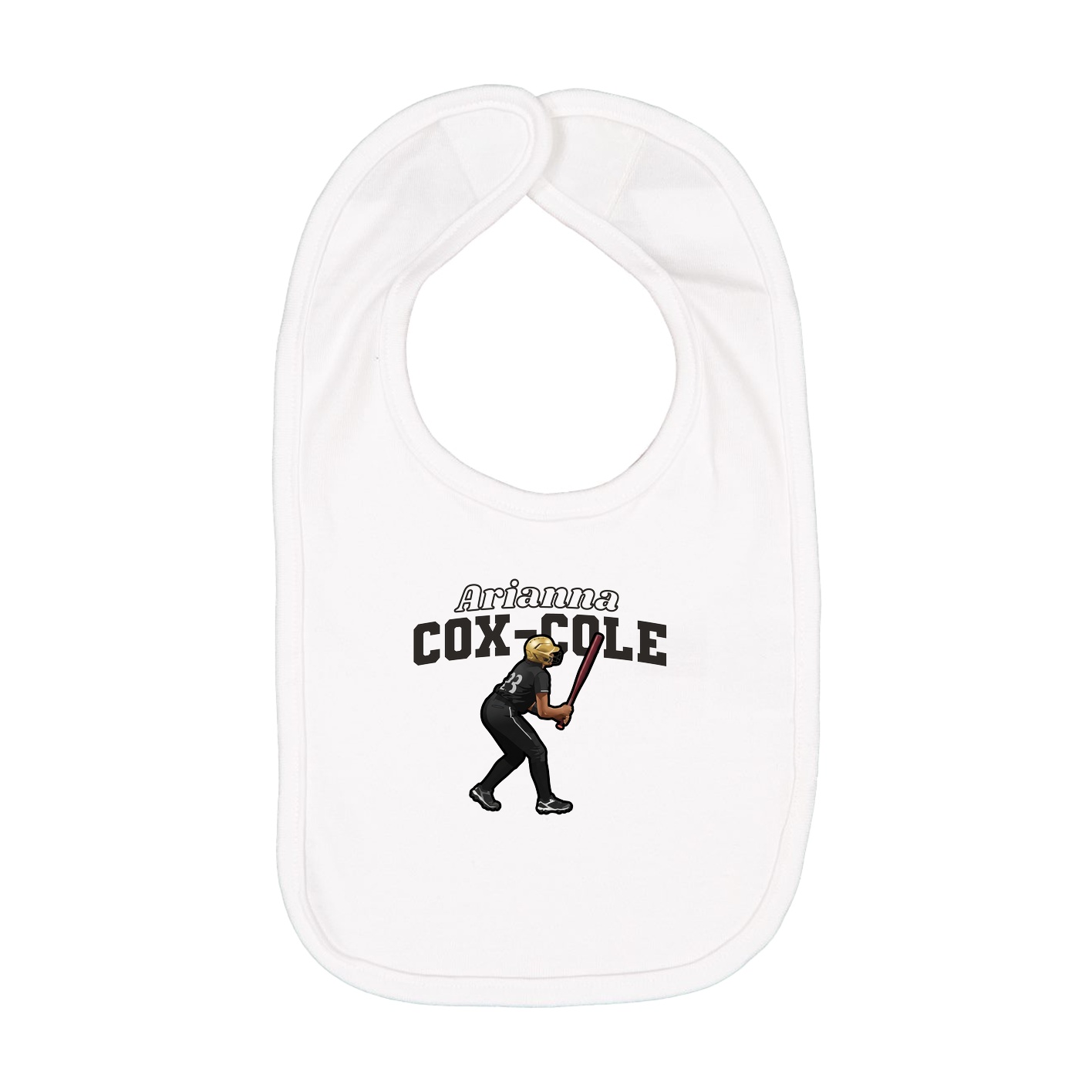Infant Bib — Name Arch in White