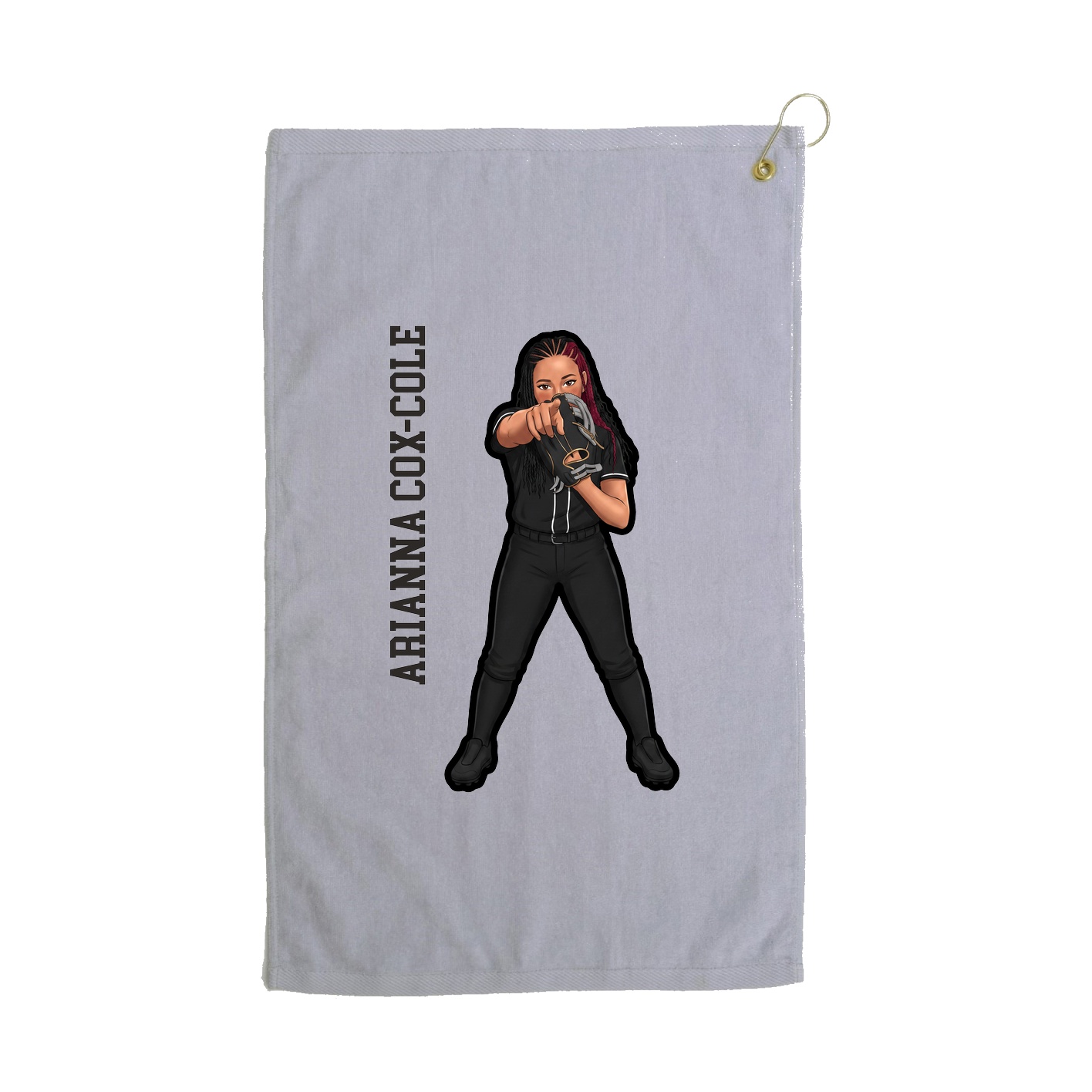 Golf Towel — Name Vertical in Grey