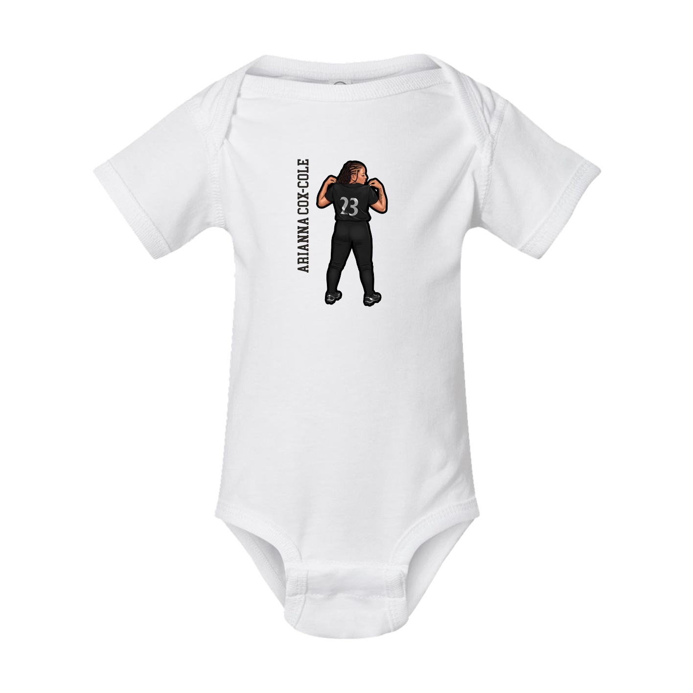 Baby Onesie — Name Vertical in White