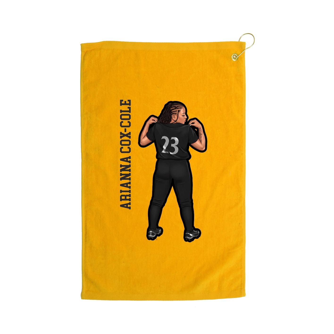 Golf Towel — Name Vertical in Gold
