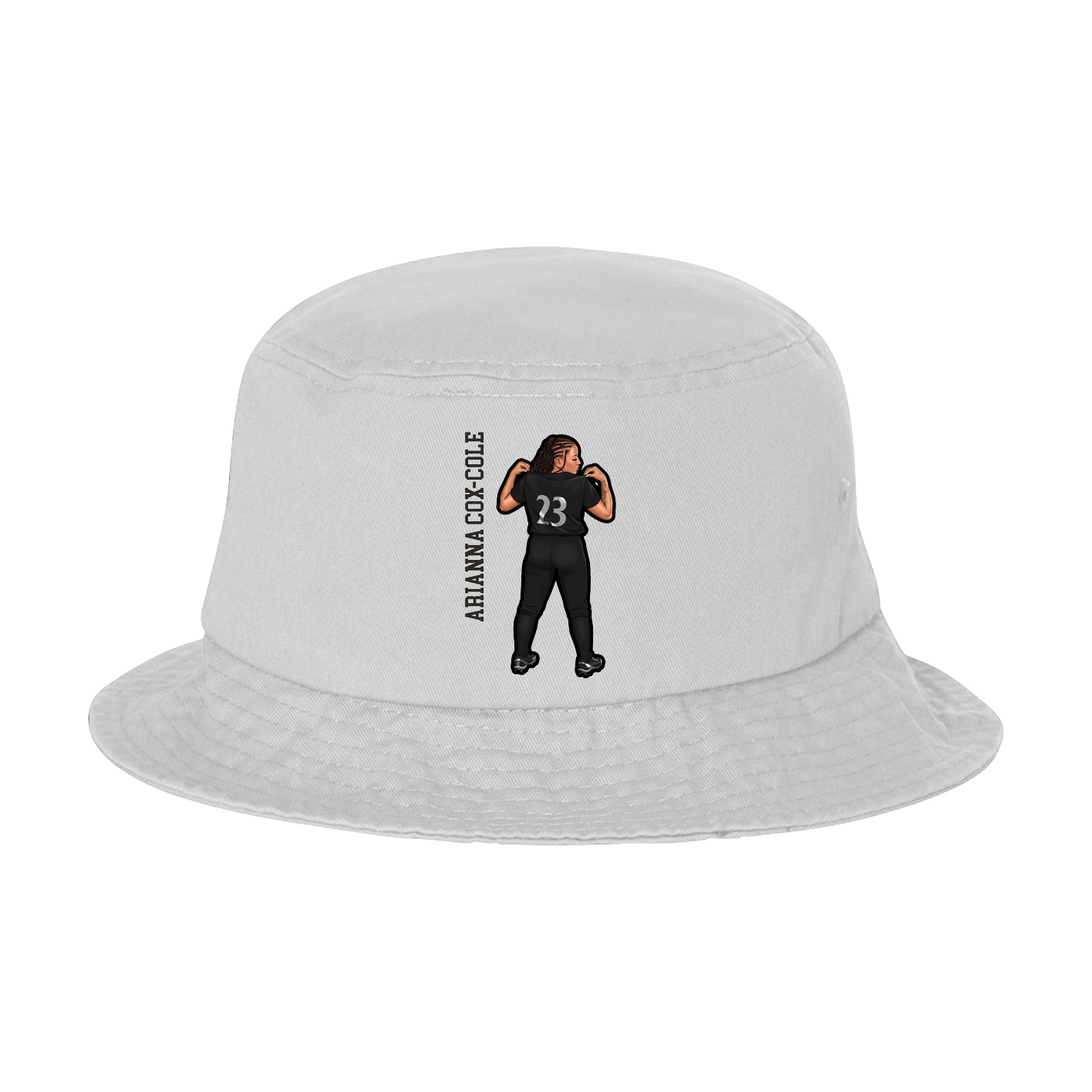 Bucket Cap — Name Vertical in White