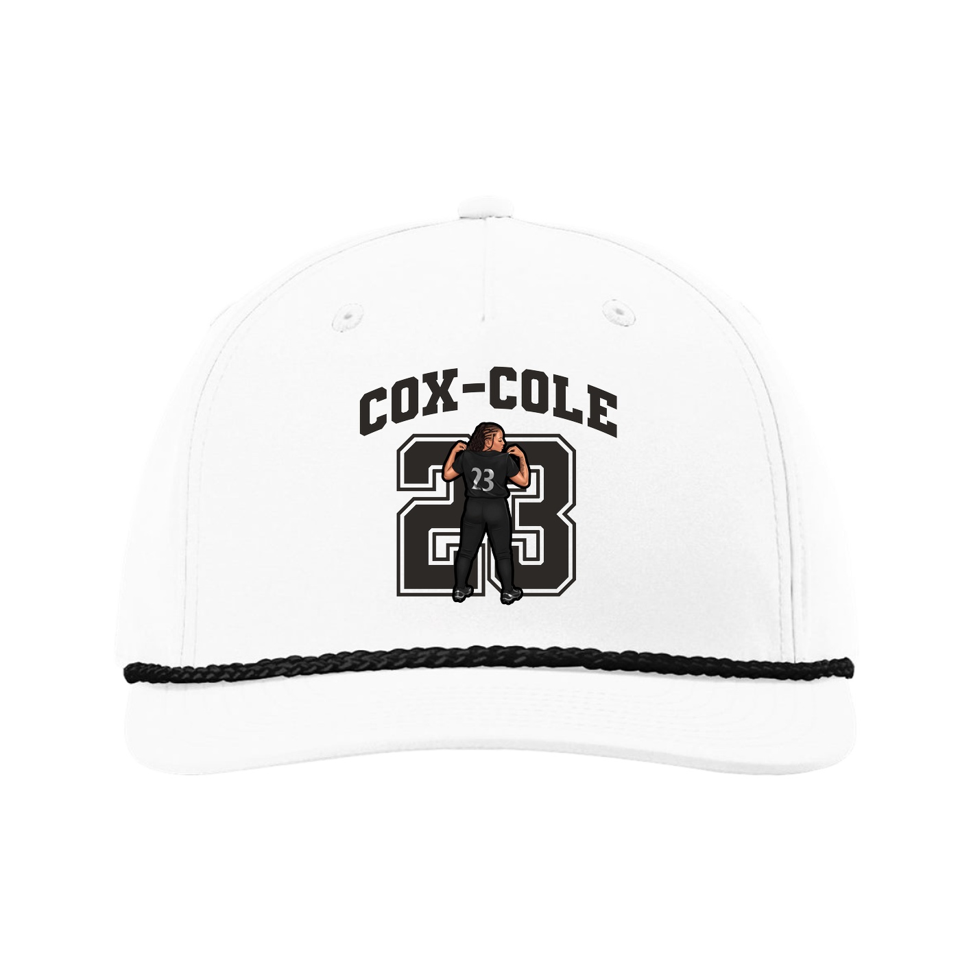 Five-Panel Classic Rope Cap — Number in White