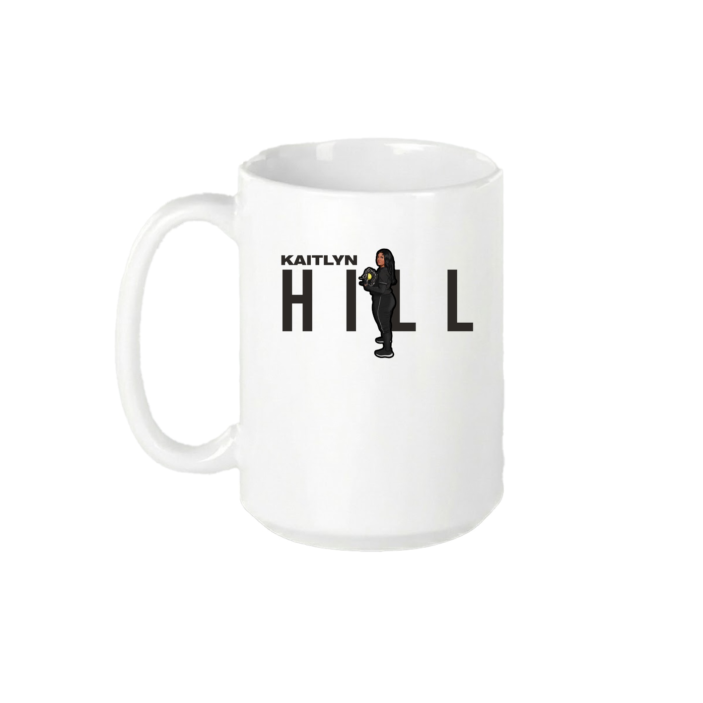 15oz Coffee Mug — Player Name in White