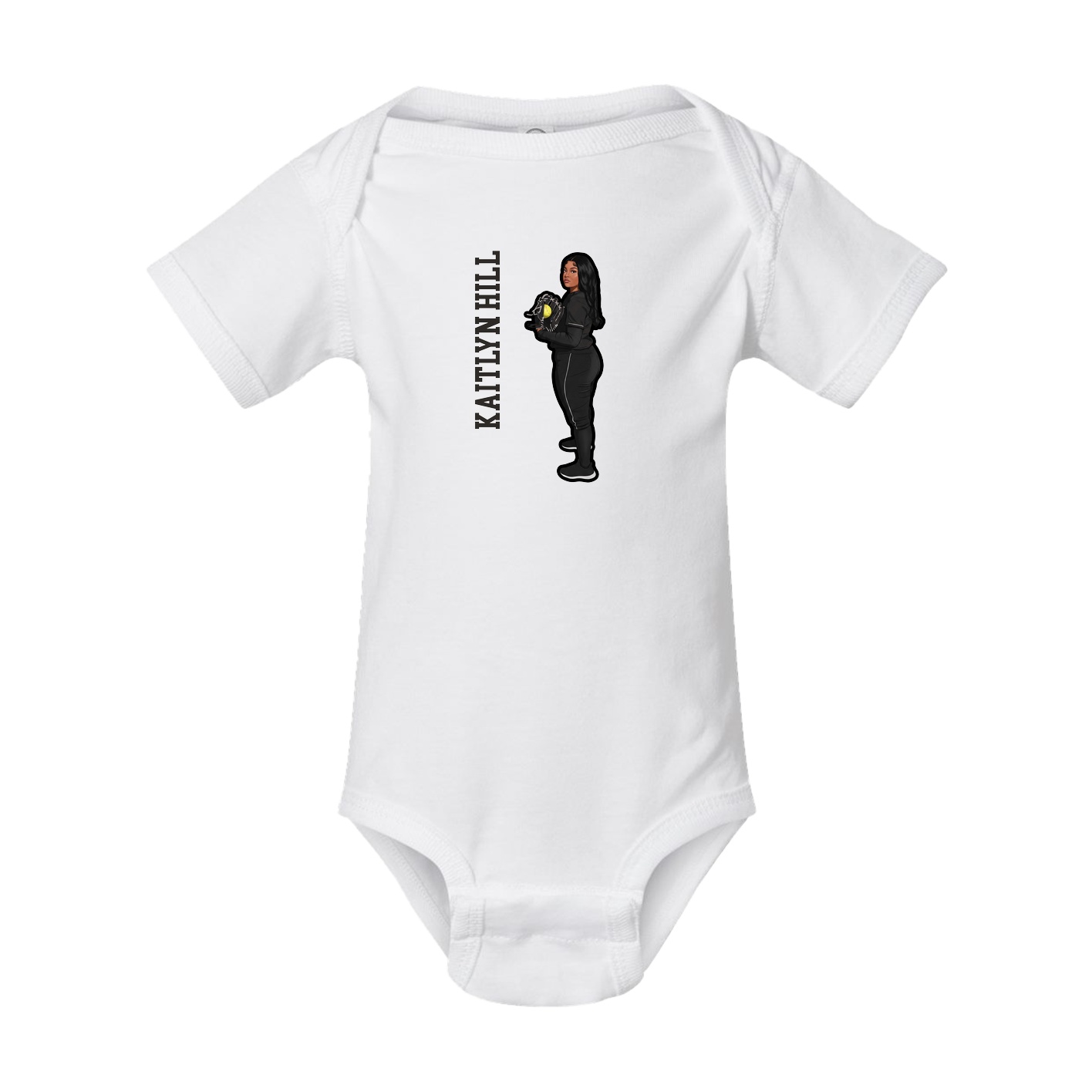 Baby Onesie — Name Vertical in White