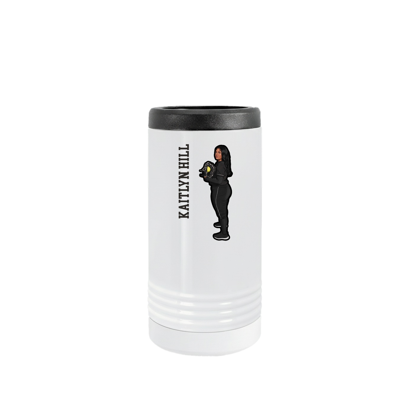 Slim Beverage Holder — Name Vertical in White
