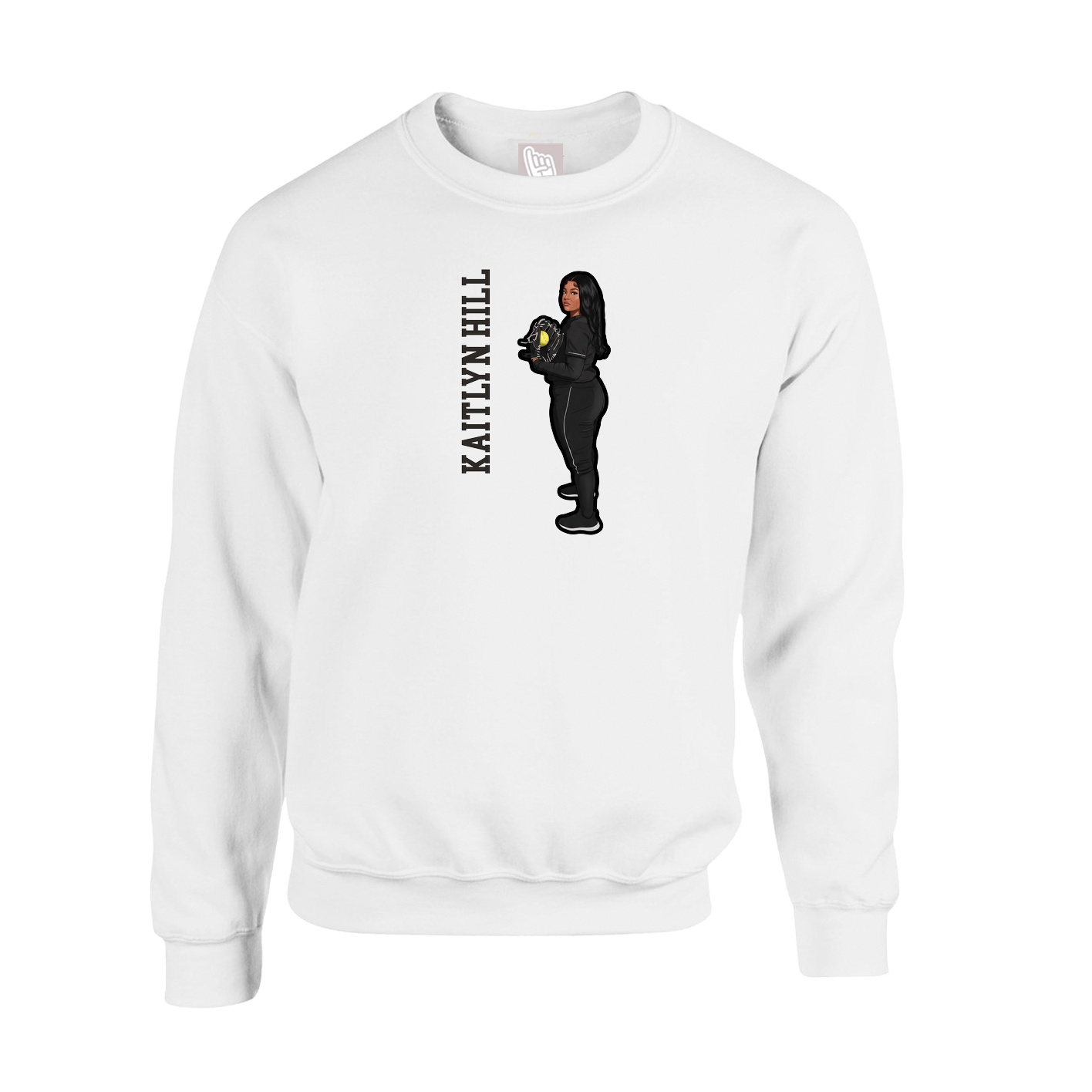 Fleece Crew — Name Vertical in White