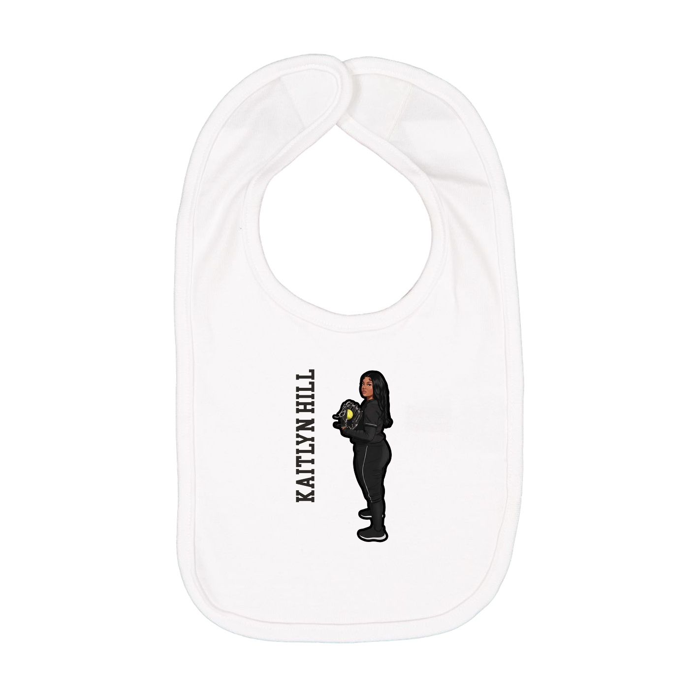 Infant Bib — Name Vertical in White