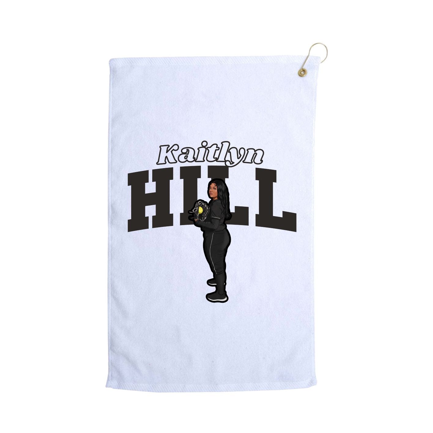 Golf Towel — Name Arch in White