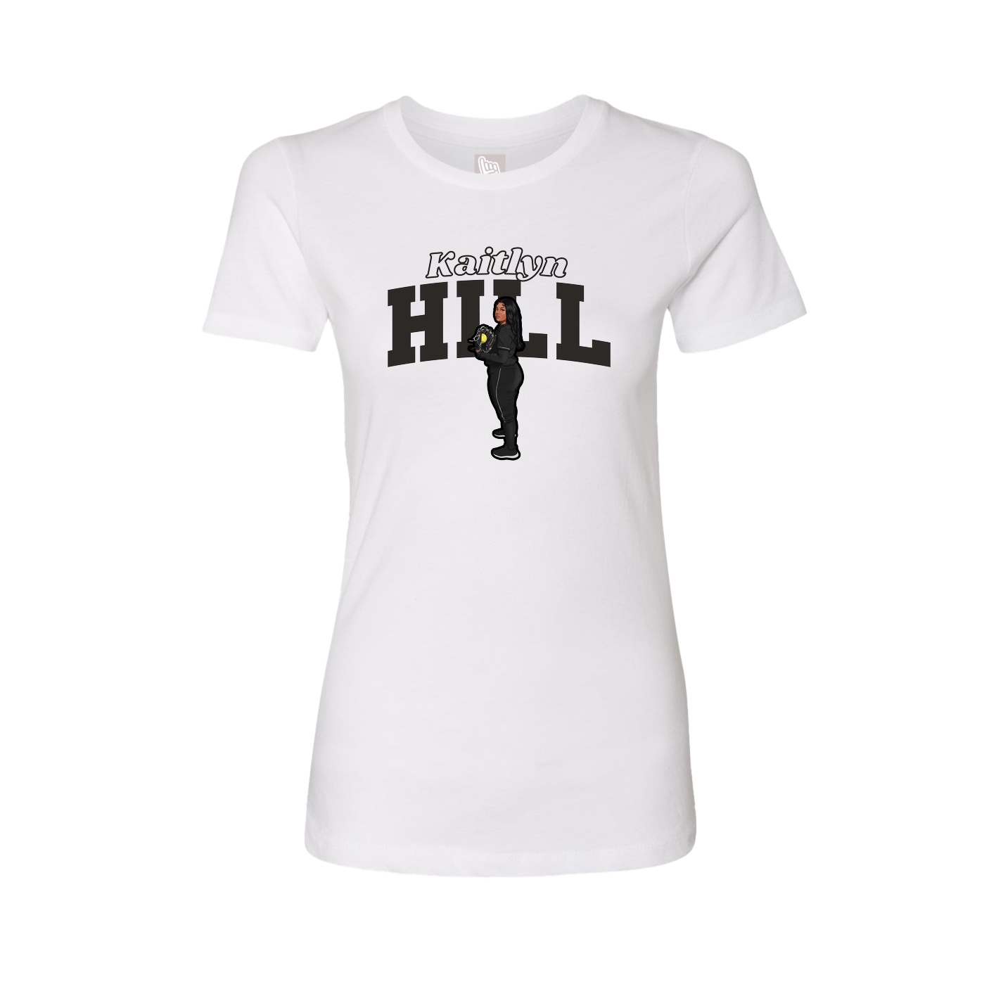Fitted Women's Tee — Name Arch in White