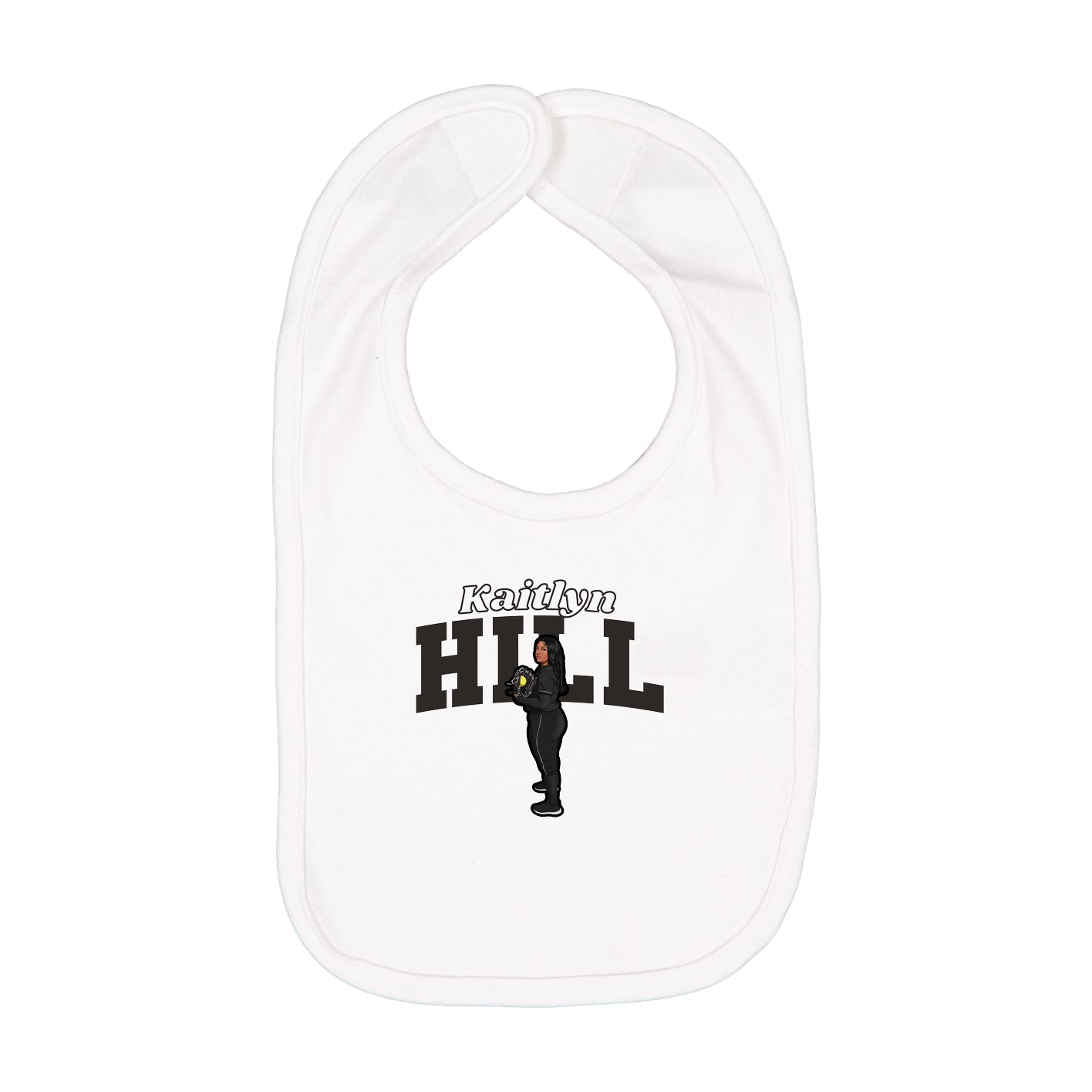 Infant Bib — Name Arch in White