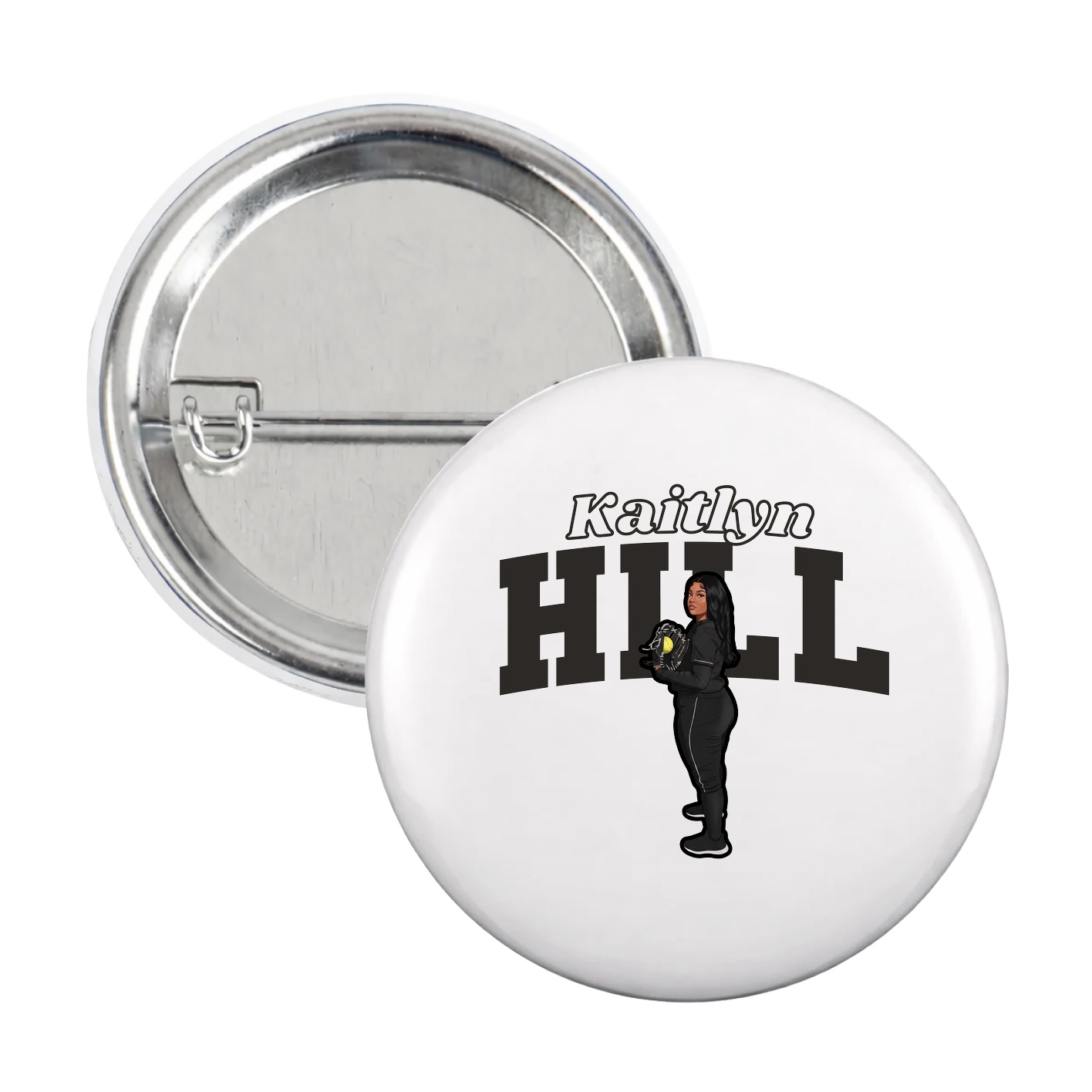Game Day Button — Name Arch in White
