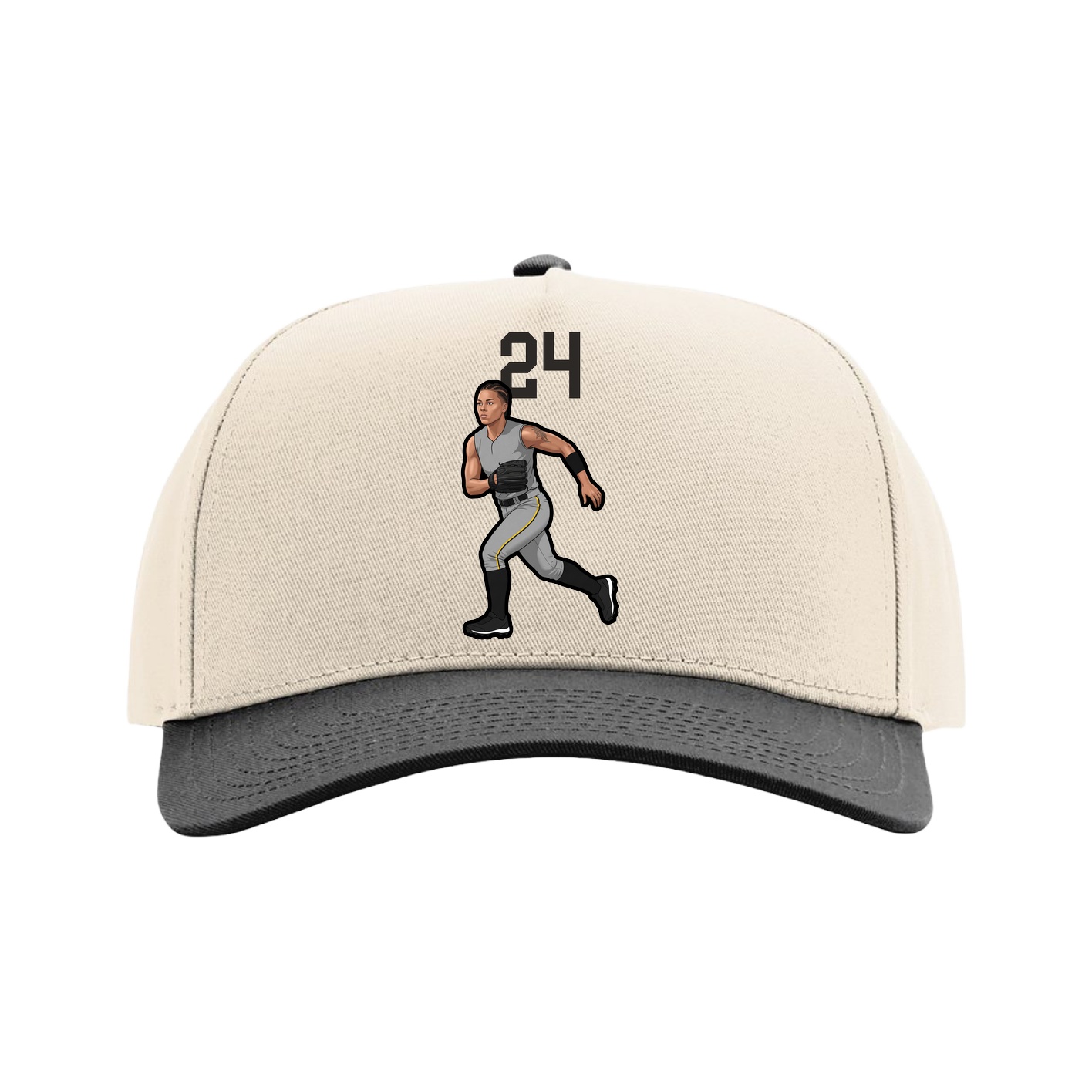 Full Fabric Five-Panel Champ Cap — Number Top in Cream/Black