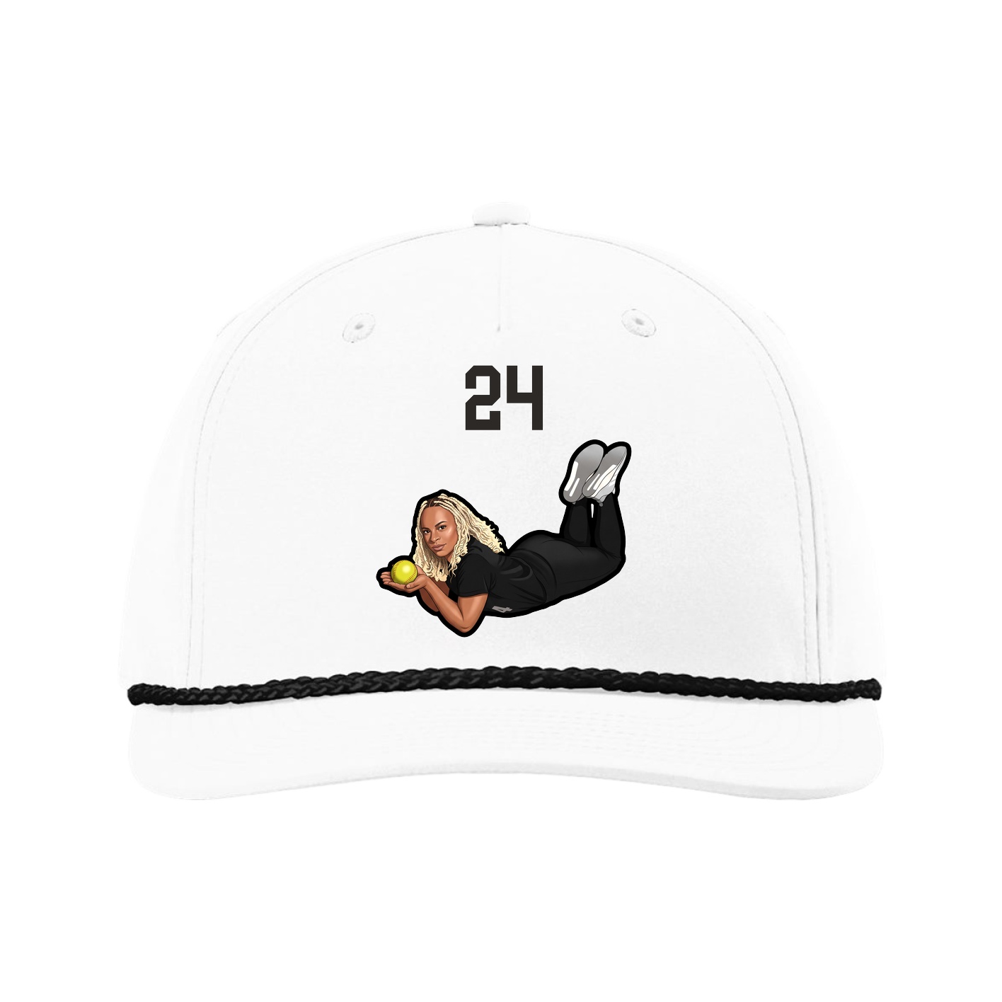 Five-Panel Classic Rope Cap — Number Top in White