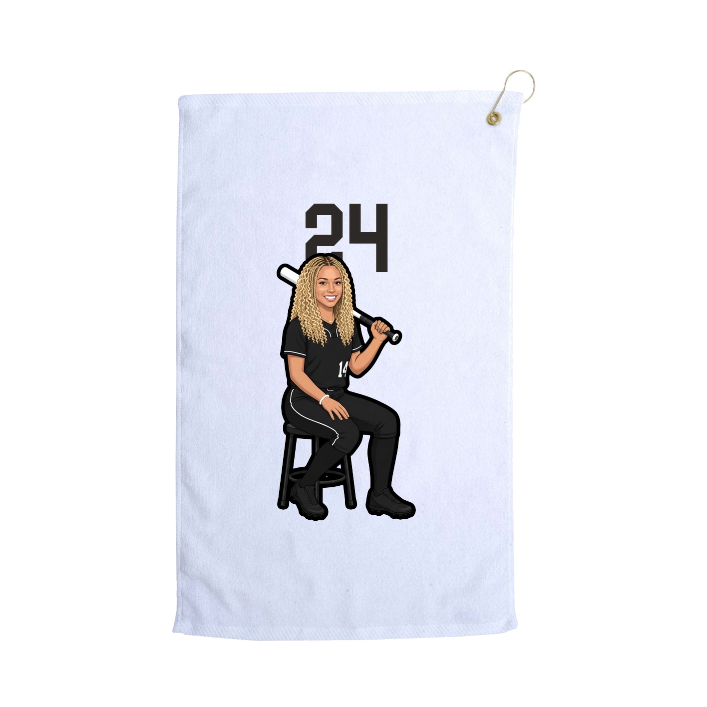 Golf Towel — Number Top in White