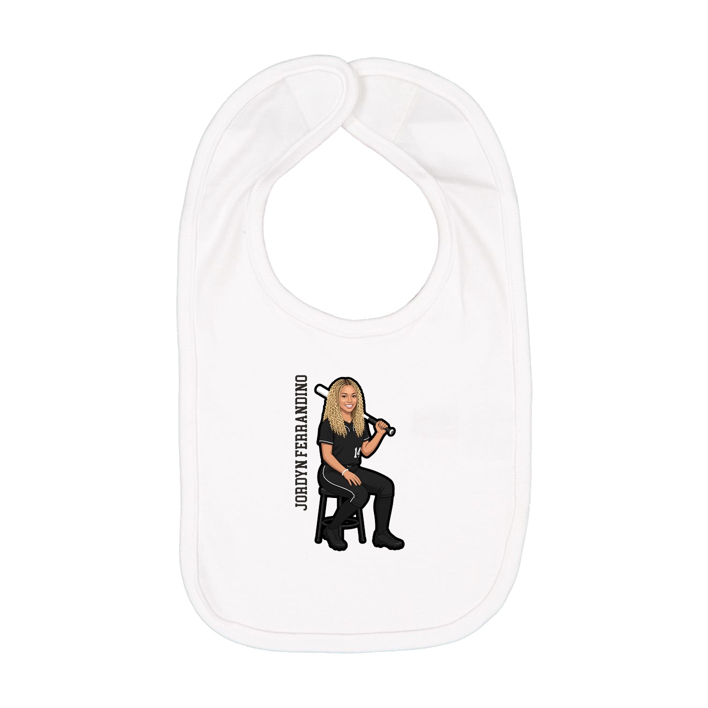 Infant Bib — Name Vertical in White