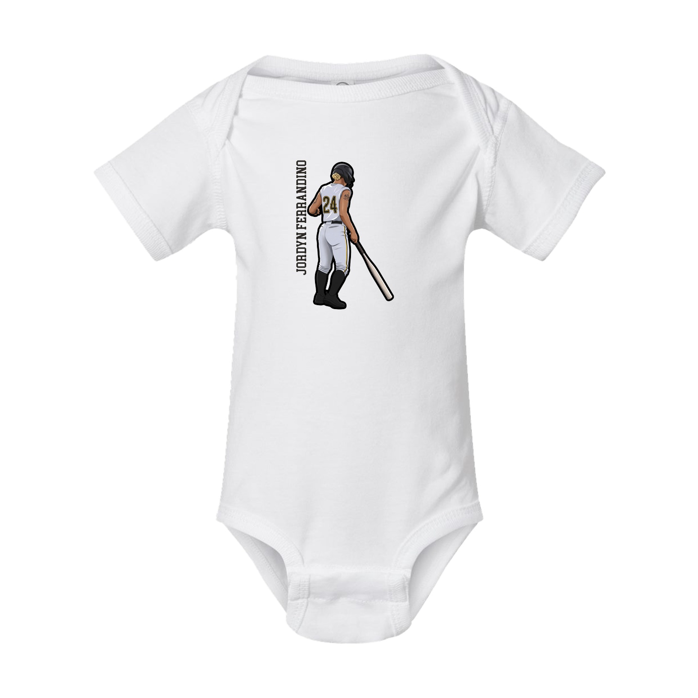 Baby Onesie — Name Vertical in White