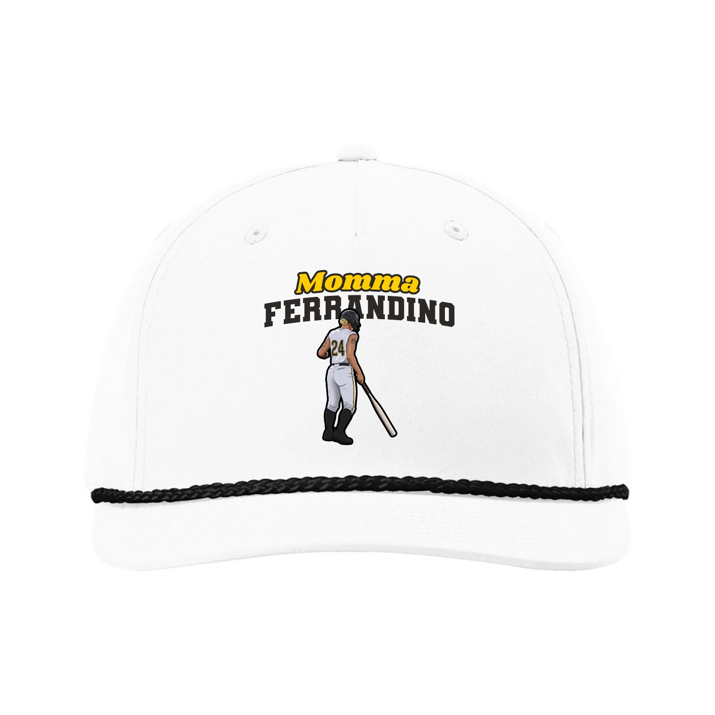 Five-Panel Classic Rope Cap — Mothers Day Block in White