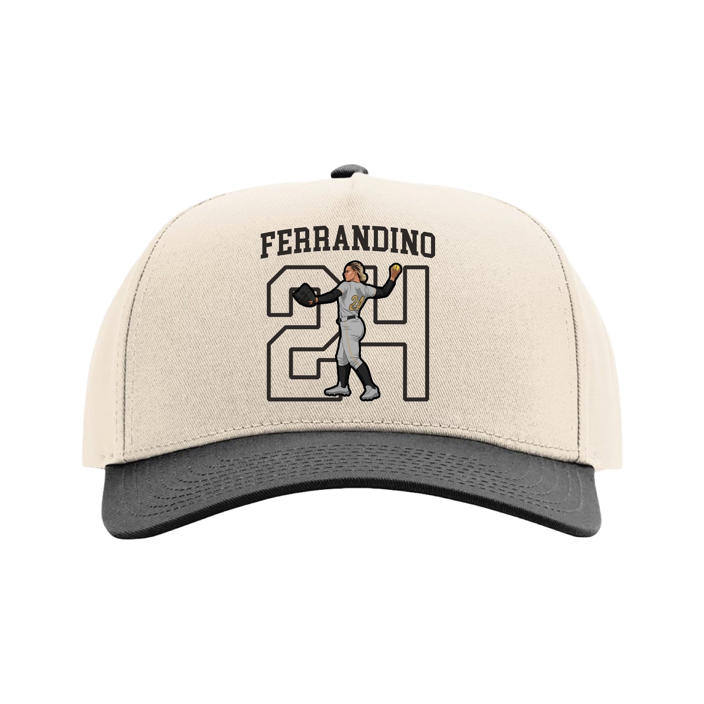 Full Fabric Five-Panel Champ Cap — Shirsey in Cream/Black