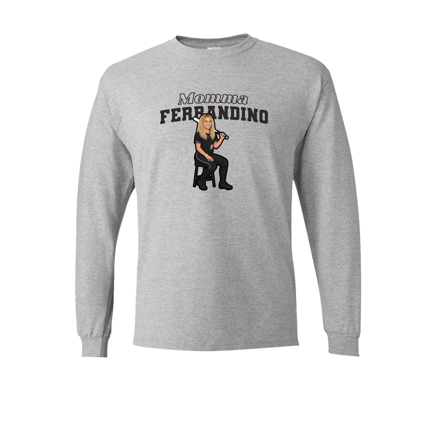 Long Sleeve Tee — Mothers Day Block in Grey