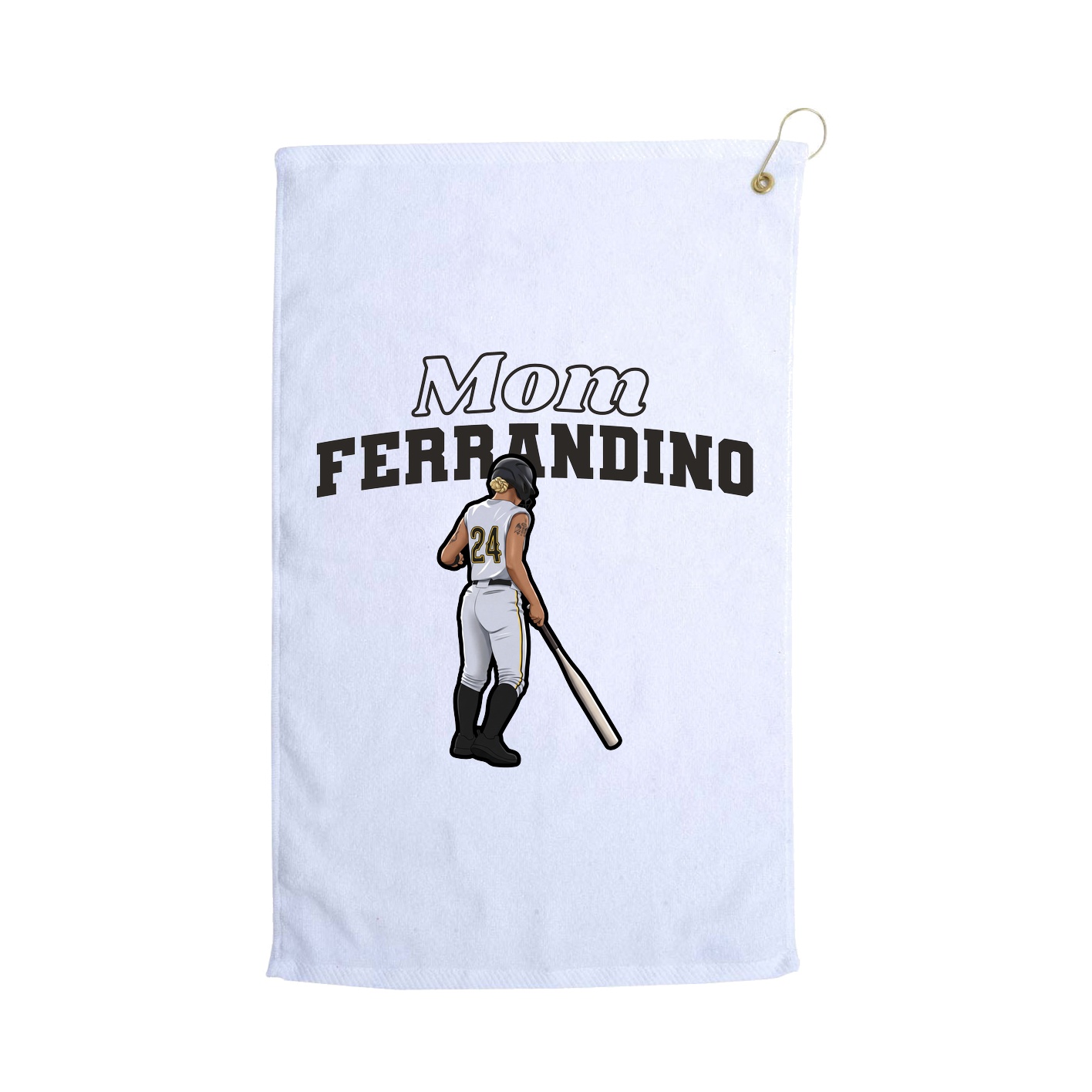Golf Towel — Mothers Day Block in White