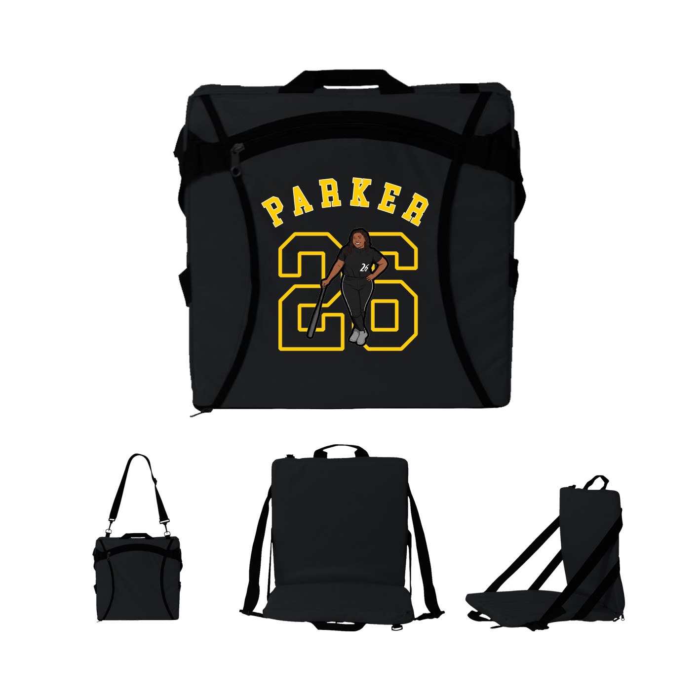 Folding Stadium Seat — Shirsey Arch in Black
