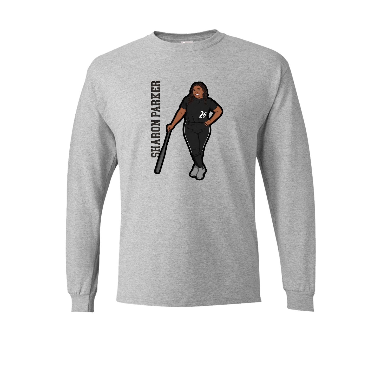 Long Sleeve Tee — Name Vertical in Grey