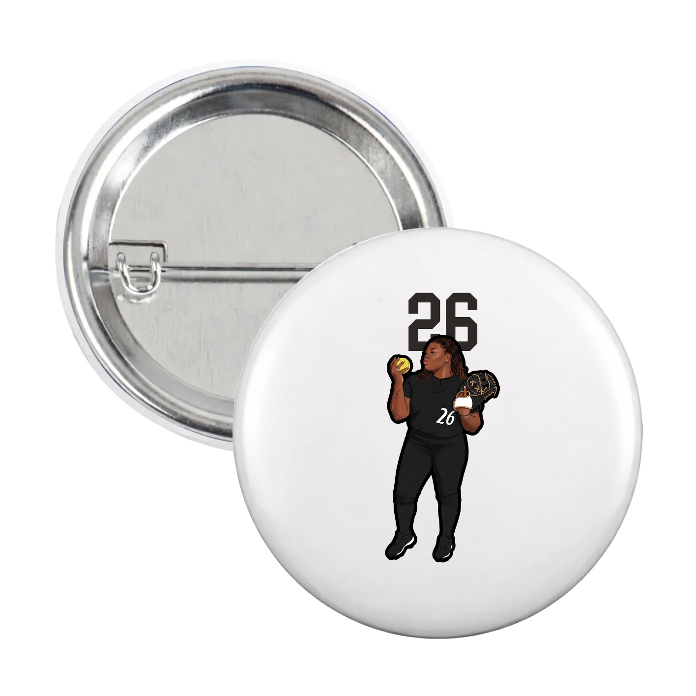 Game Day Button — Number Top in White