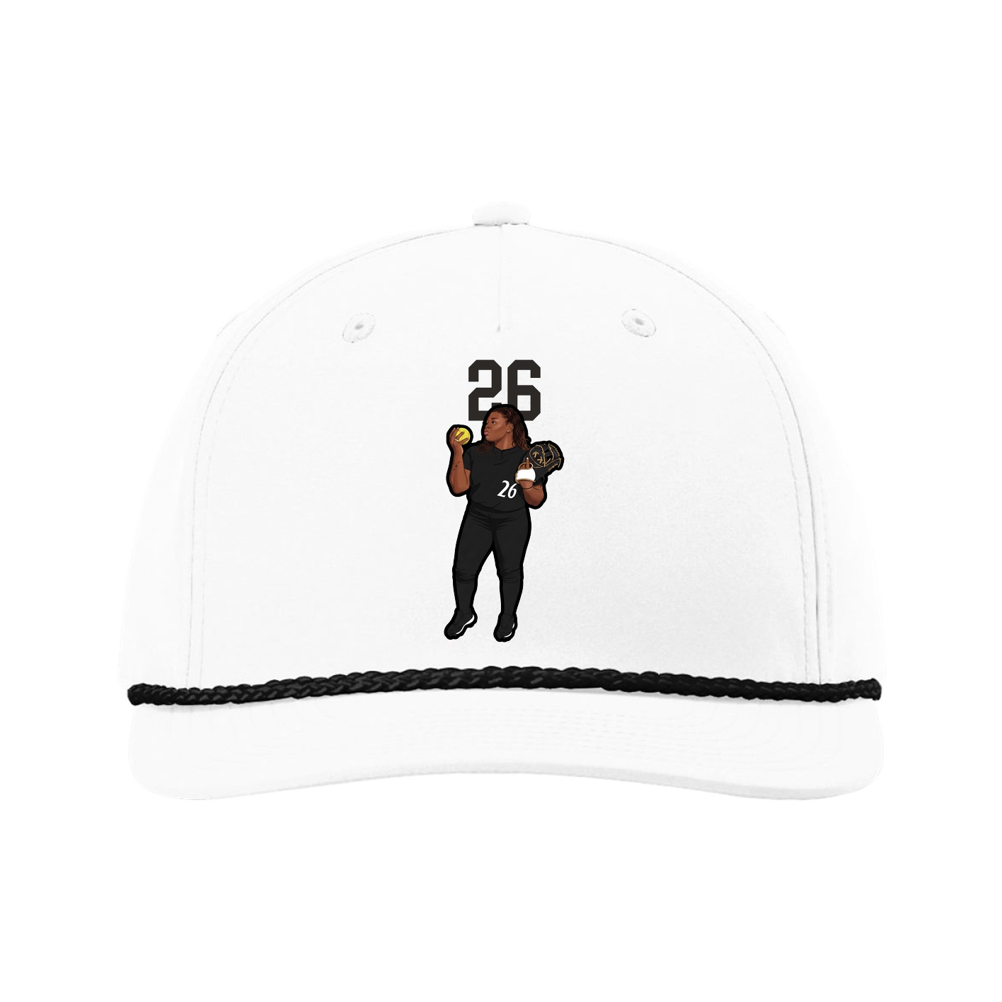 Five-Panel Classic Rope Cap — Number Top in White