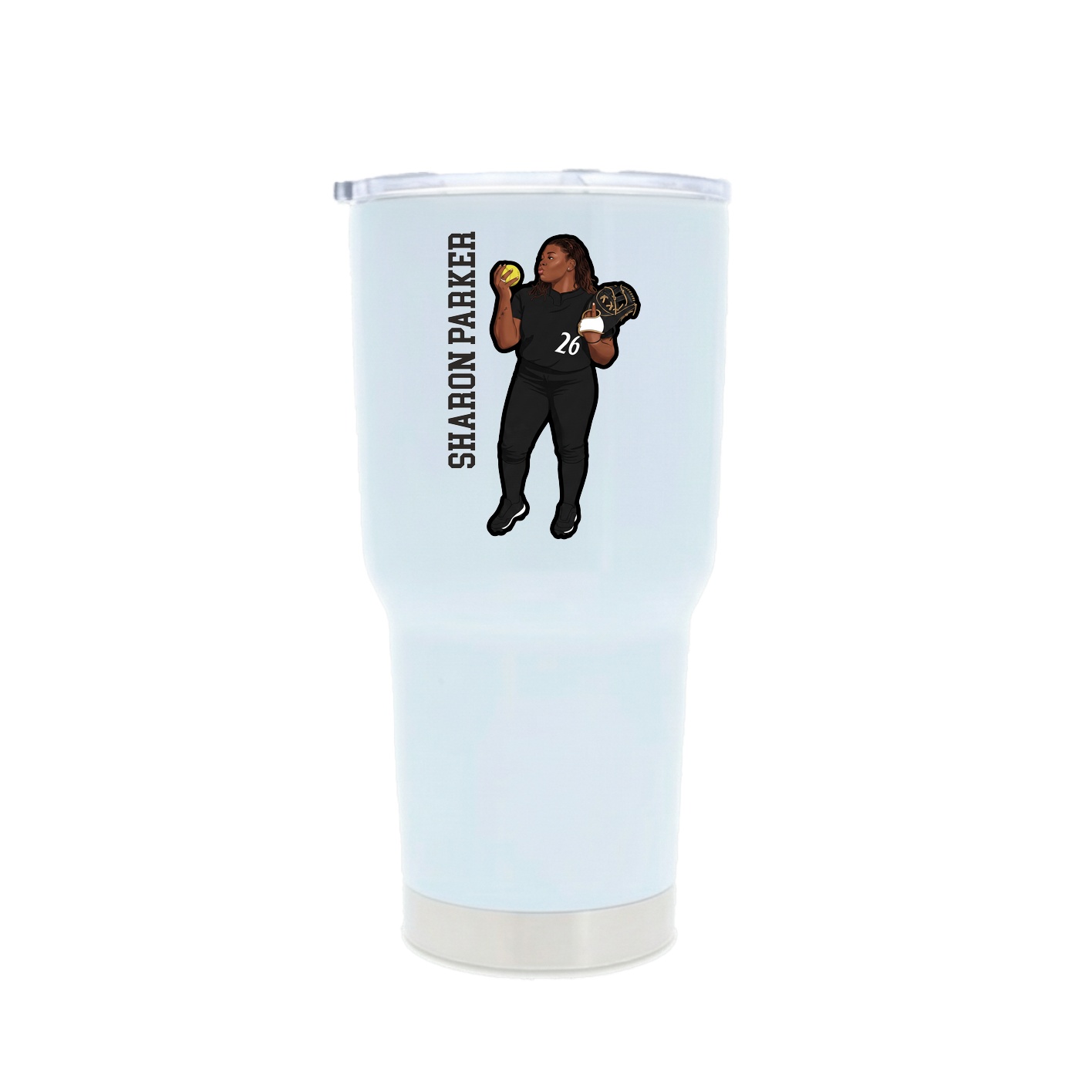 30oz Stainless Steel Tumbler — Name Vertical in White