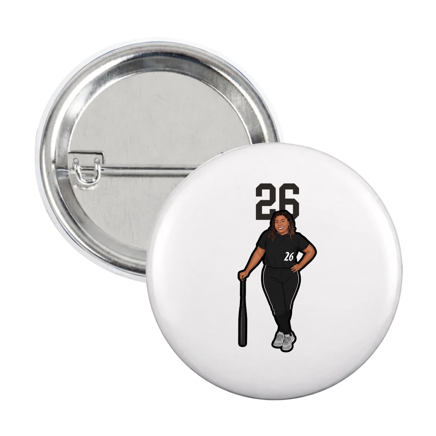 Game Day Button — Number Top in White
