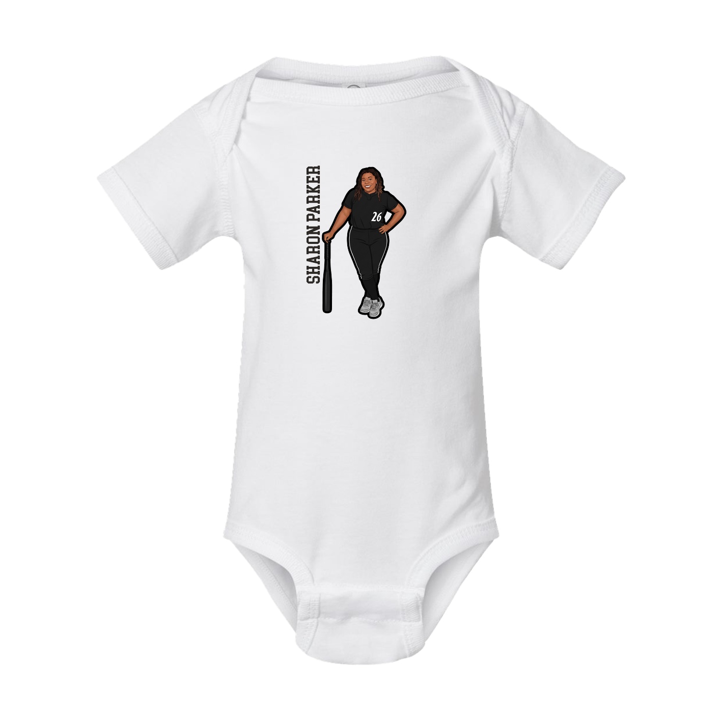 Baby Onesie — Name Vertical in White
