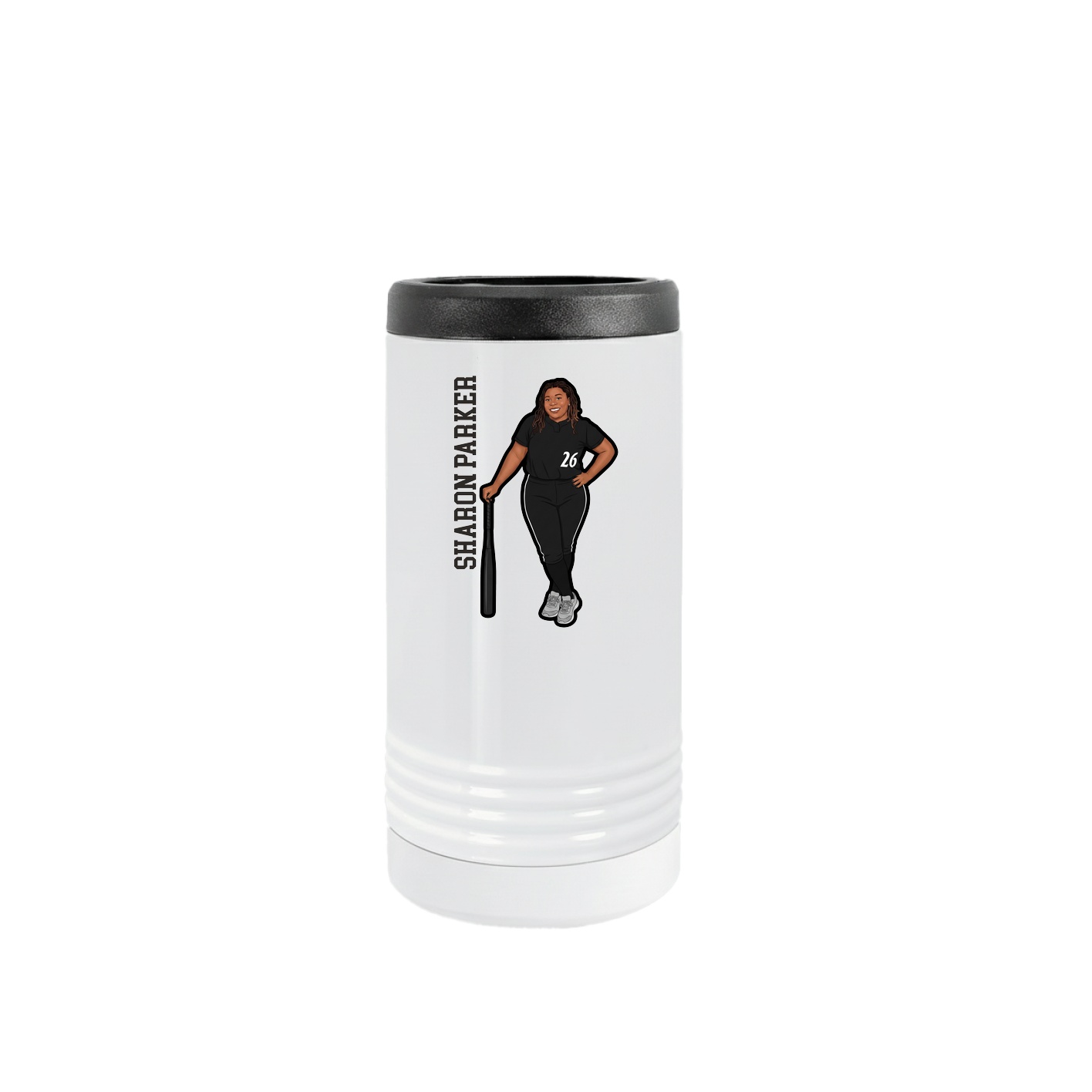 Slim Beverage Holder — Name Vertical in White