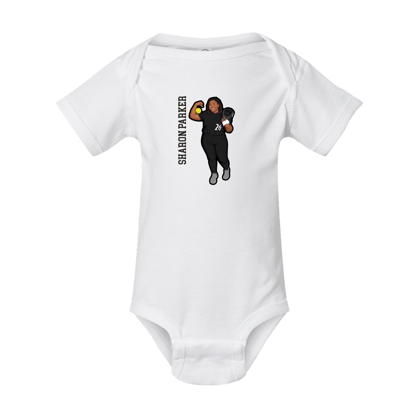 Baby Onesie — Name Vertical in White