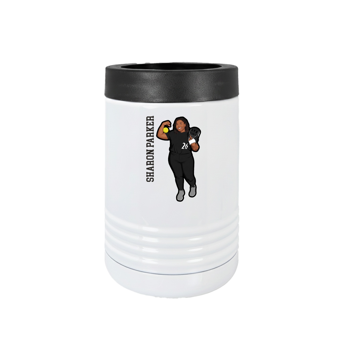 Beverage Holder — Name Vertical in White